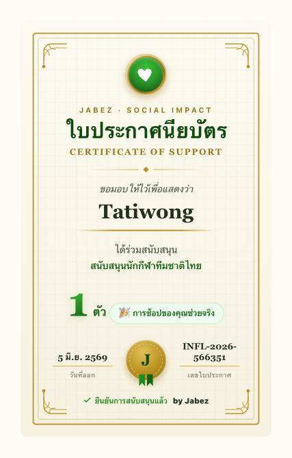 ตัวอย่างใบประกาศเกียรติคุณ Social Impact